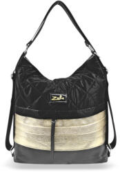  Zellia Női Válltáska/Hátizsáká Alakítható 22007 Fekete-Arany - Steppelt - Vízlepergetős - (58990957)