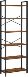 VASAGLE 6 szintes könyvespolc tároló polc acélkerettel 66 x 30 x 186 cm , rusztikus barna (LLS062B01V1)