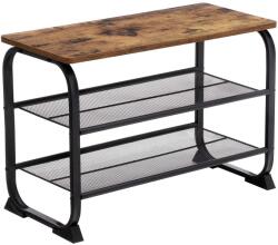 VASAGLE Cipőtartó, cipőpad 2 hálós polccal, 66x30x45 cm, rusztikus barna (LMR32BX)