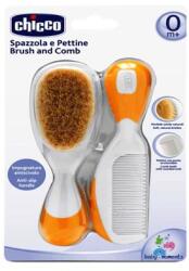 Chicco 65690 fésű+kefe NARANCS természetes sörte