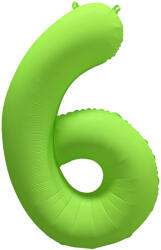 Amscan 6-os születésnapi szám fólia lufi - Neon zöld 86 cm
