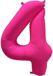 Amscan 4-es születésnapi szám fólia lufi - Neon rózsaszín 86 cm