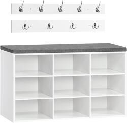 Klubfotel Cipőtároló pad párnázott üléssel és fogas - fehér