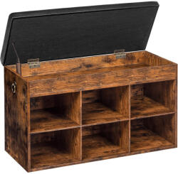 Klubfotel Cipőtároló pad párnázott (felnyitható) üléssel- rusztikus barna