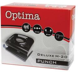 Optima Lyukasztó OPTIMA H-20 2 lyukú fém 20 lap fekete (22161) - fotoland