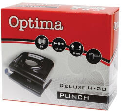 OPTIMA Lyukasztó OPTIMA H-20 2 lyukú fém 20 lap fekete (22161) - papir-bolt