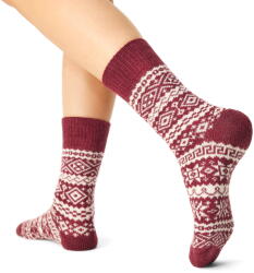 Vlnka Merinó birkagyapjú zokni norvég mintával - piros zokniméret 40-42