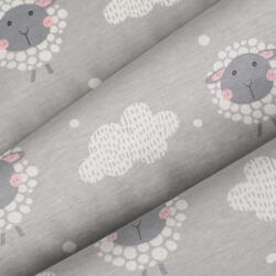 Takoy Pamut jersey JENNY 130g bárányok szürke alapon