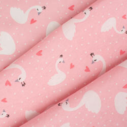 Takoy Pamut jersey JENNY 130g hattyúk rózsaszín alapon