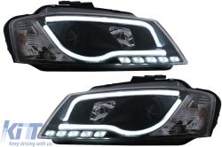 KITT Lightning LED DRL fényszórók Audi A3 8P Facelift Hatchback Sportback (2008-2012) Fekete (HLAUA38PFLBLED)