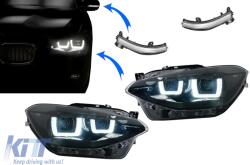KITT Lightning LED Nappali Menetfény (DRL) Fényszórók Angel Eye BMW 1 Series F20 F21 (2011-2014) fekete (HLBMF20NFB)
