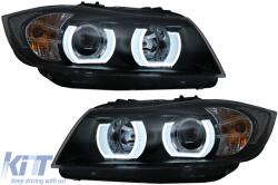 KITT Lightning U-LED 3D első lámpa BMW 3 E90 Limousine E91 Touring (03.2005-08.2008) balkormányos modellekhez, fekete (HLBME90AB)