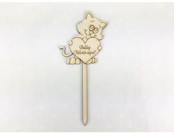  Natúr fa - Beszúrós cica "Boldog Valentin napot" 16, 5cm - papelito