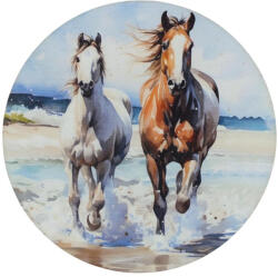  Nyomtatott fa tábla koszorú közép - Lovak tengerparton 14, 8 - koszorú díszítéséhez
