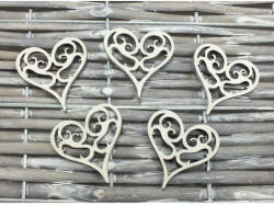 Vintage szív fehér 4x4cm 5db/csomag - papelito