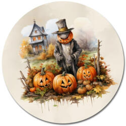  Nyomtatott fa tábla koszorú közép - Madárijesztő tökökkel 11, 8 - papelito