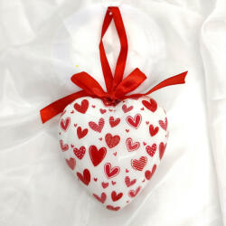  Dekor szív akasztható piros/ fehér 7*8cm 671838 (671838)