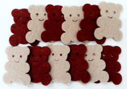  Filcfigura macik, mini 12db/cs, kb. 3cm 23226 (23226)