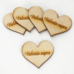  Natúr fa - Szív "Valentin napra" 4cm 5db/cs - papelito