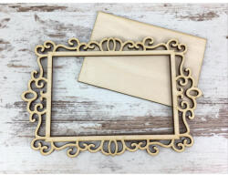  Natúr fa - Téglalap csipke keret + téglalap tábla 18cm - feliratként és tábladíszként