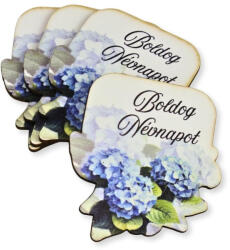 Nyomtatott dekorkarton - Boldog névnapot virágos tábla - kék 4db/csomag