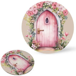 Nyomtatott fa tábla koszorú közép - Tündérajtó rózsaszín 11, 8 - papelito