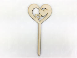  Natúr fa - Beszúrós szív a szívben 14, 5cm - papelito