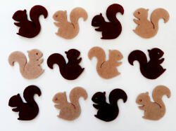  Filcfigura mókusok, mini 12db/cs, kb. 3cm 27323 (27323)