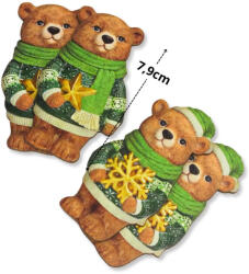 Nyomtatott dekorkarton - Karácsonyi zöld maci pár 4db/csomag - papelito