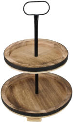  Két szintes kínáló tál fából barna 45cm