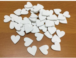  Fa szív fehér 2cm 50db/csomag - koszorúhoz és asztaldíszhez