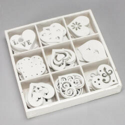 Fa fehér szívek dobozban 90db/doboz - papelito