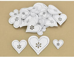  Fa virágdíszes szív fehér 30db/csomag - papelito