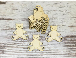  Natúr fa - Mosolygós maci 5cm 10db/csomag - festéshez és dekorációhoz