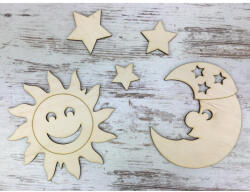  Natúr fa - Égitestek: nap, hold és 3db csillag - papelito