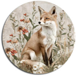  Nyomtatott fa tábla koszorú közép - Erdei állatok - róka 11, 8cm - papelito
