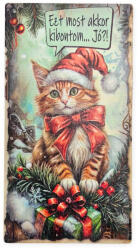  Nyomtatott fa tábla - Karácsonyi cicás akasztós tábla - papelito