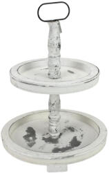 Két szintes kínáló tál fából fehér 45cm