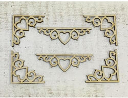  Natúr fa - Sarokdísz + díszítőív szíves 6db/csomag - papelito