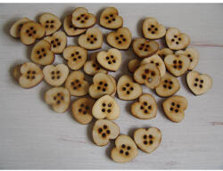  Natúr fa - Gomb szív 3cm 30db/csomag - festéshez és dekorációhoz