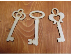  Natúr fa - Kulcsok vegyes 3db/csomag - festéshez és dekorációhoz