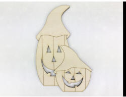  Natúr fa - Sapkás halloween tökök 15cm - papelito