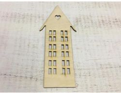  Natúr fa - Szíves magas ház 22cm - festéshez és dekorációhoz