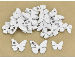  Fa virágmintás pillangó fehér 30db/csomag - koszorúhoz és asztaldíszhez