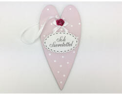 Díszített szív "Sok Szeretettel" táblával - Rózsaszín