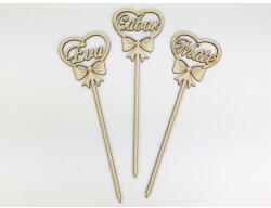  Natúr fa - Egyedi feliratos szív beszúrós - koszorúhoz és asztaldíszhez