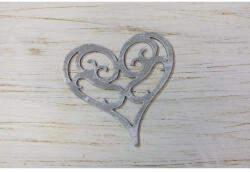  Fa vintage szív koptatott szürke 10cm - papelito