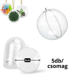  Ajándéktartó szétválasztható gömb műanyag 5cm 5db/cs - papelito