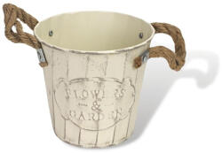  Bordázott bádog kaspó 13x12cm - krém