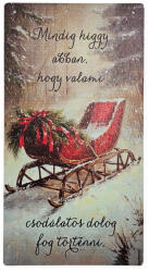  Nyomtatott fa tábla - Karácsonyi szánkós akasztós tábla - papelito